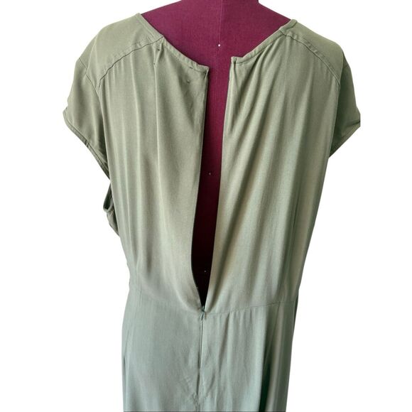 NEW Maeve Anthropologie Rayna faux Wrap Dress size 16 Olive Green - Picture 5 of 8